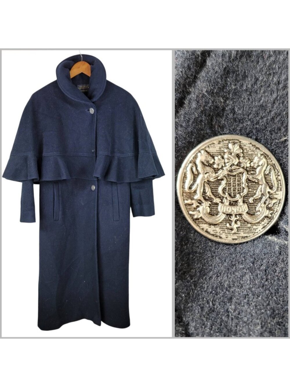 Vintage Express Wool Cape Sholder Coat Duster Elegant Victorian Small Medium